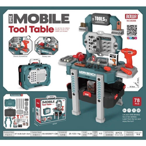 Zestaw majsterkowicza 2w1 czerwony Walizka + stojak  8028A